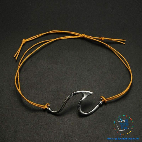 Image of 🌊Women's Gypsy/Boho Big Wave Bracelet with Adjustable brown rope - I'LL TAKE THIS