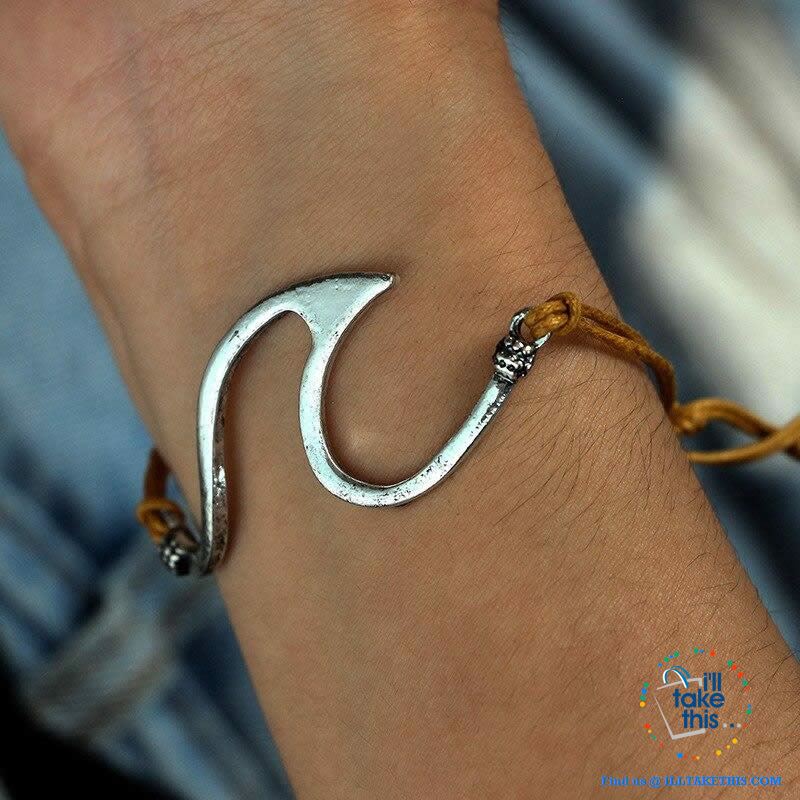 🌊Women's Gypsy/Boho Big Wave Bracelet with Adjustable brown rope - I'LL TAKE THIS