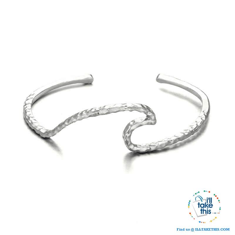 Women's Big Wave Bracelet Distressed Metal Bangle - Gold or Silver Colors with an Adjustable opening - I'LL TAKE THIS