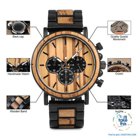 Image of Unique Wooden Watches with Date Display individually designed to impress - I'LL TAKE THIS