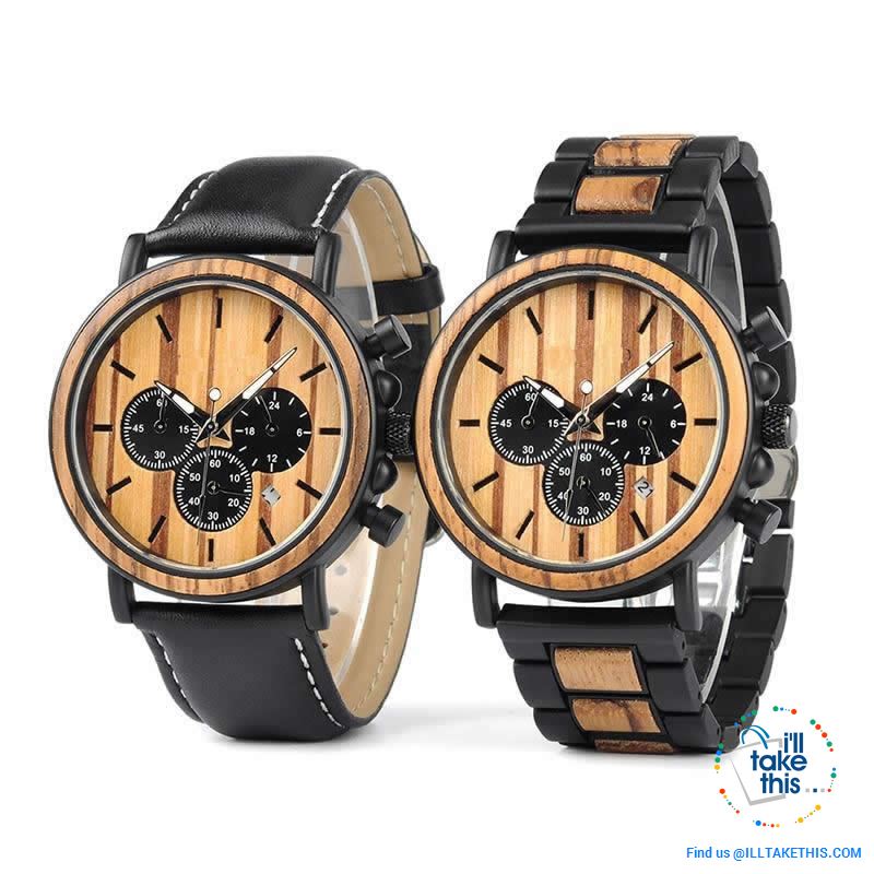 Unique Wooden Watches with Date Display individually designed to impress - I'LL TAKE THIS