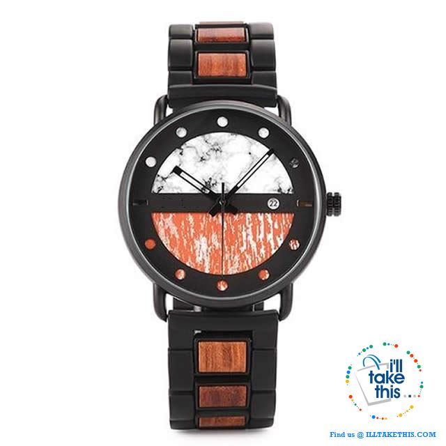Wood Metal Men's and Women's Luxury style Watches, the Ultimate Timepieces with date display - I'LL TAKE THIS