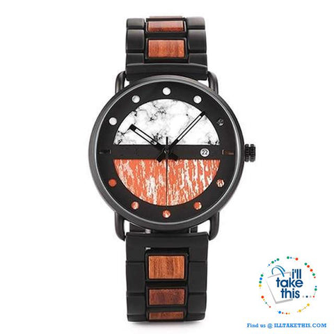 Image of Wood Metal Men's and Women's Luxury style Watches, the Ultimate Timepieces with date display - I'LL TAKE THIS