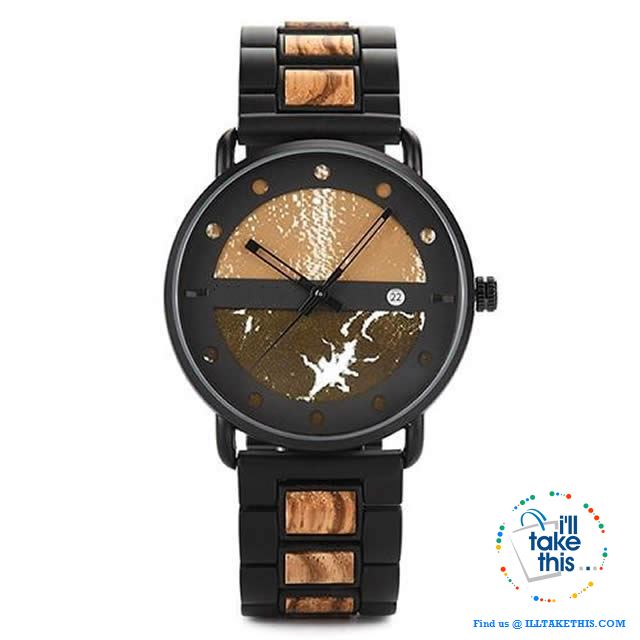 Wood Metal Men's and Women's Luxury style Watches, the Ultimate Timepieces with date display - I'LL TAKE THIS