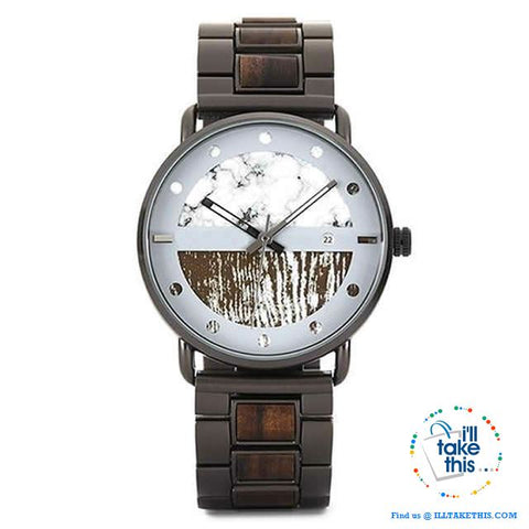 Image of Wood Metal Men's and Women's Luxury style Watches, the Ultimate Timepieces with date display - I'LL TAKE THIS
