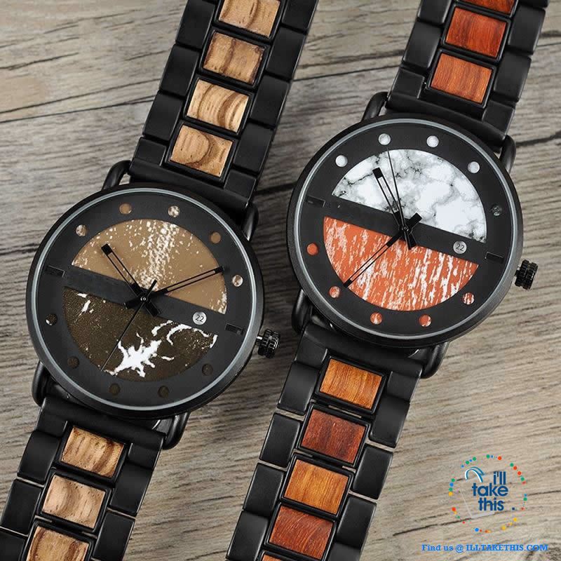 Wood Metal Men's and Women's Luxury style Watches, the Ultimate Timepieces with date display - I'LL TAKE THIS