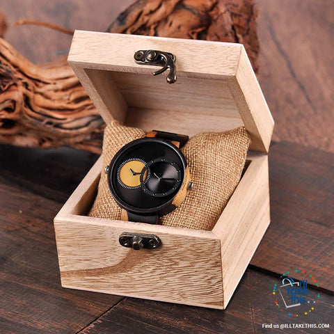 Image of ⌚ Dual time-zoned, Unique Design Ultra-thin Wooden watch, themed to impress. - I'LL TAKE THIS