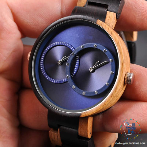 Image of ⌚ Dual time-zoned, Unique Design Ultra-thin Wooden watch, themed to impress. - I'LL TAKE THIS