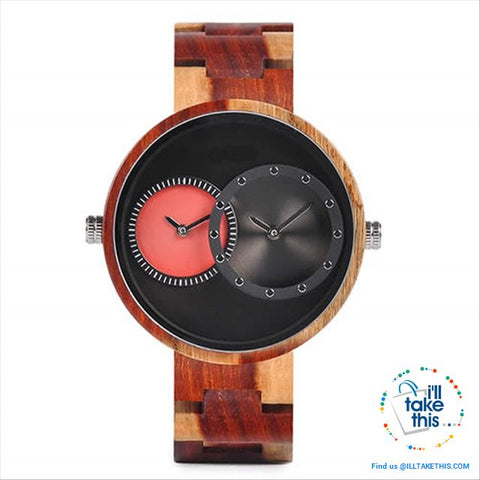 Image of ⌚ Dual time-zoned, Unique Design Ultra-thin Wooden watch, themed to impress. - I'LL TAKE THIS