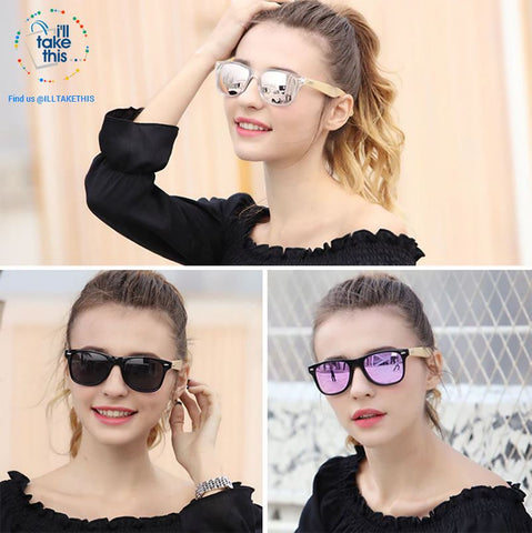 Image of Wooden Vintage Wayfarer Retro Sunglasses 20 Colors - UV 400 UVA/UB Protection Mirrored Polycarb Lens - I'LL TAKE THIS