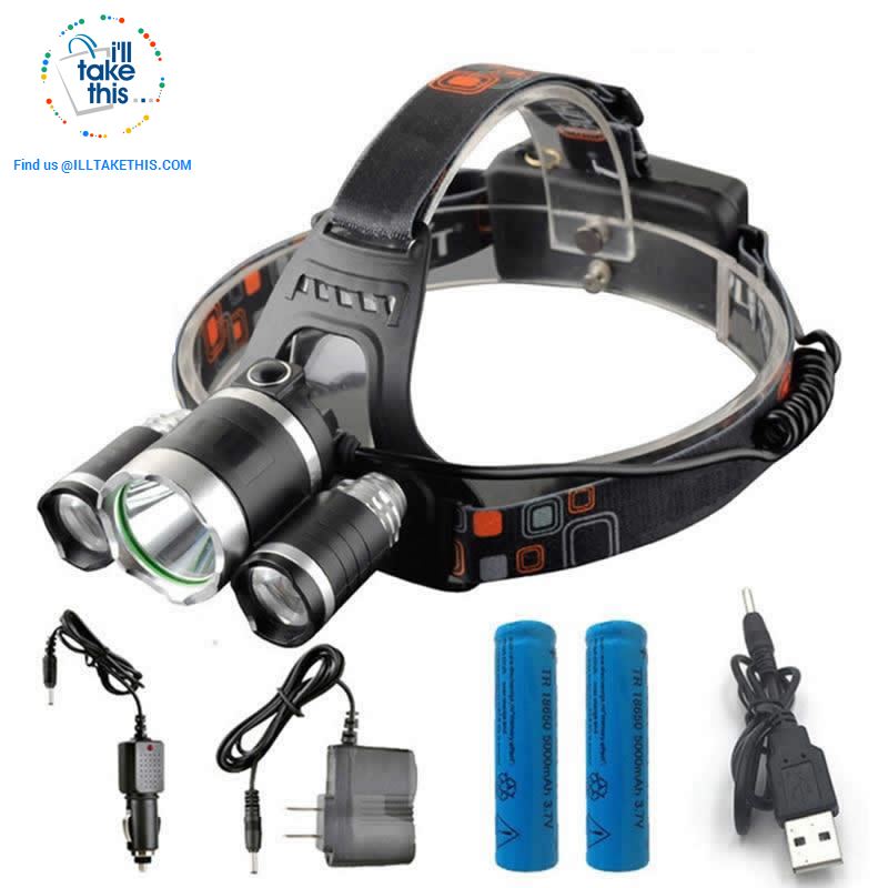 Super Bright -13000 Lumens 4 Mode Triple LED Headlamp w/wo Batteries / Power charger - I'LL TAKE THIS