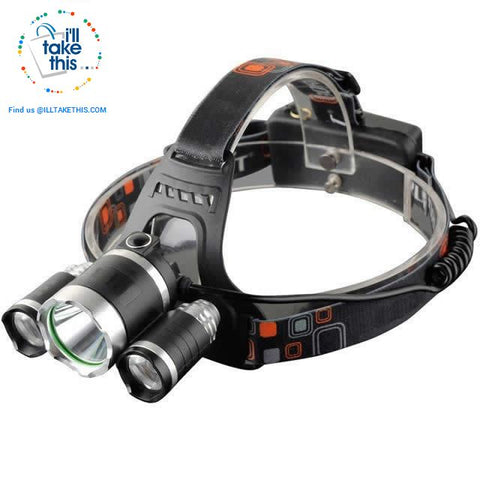 Image of Super Bright -13000 Lumens 4 Mode Triple LED Headlamp w/wo Batteries / Power charger - I'LL TAKE THIS
