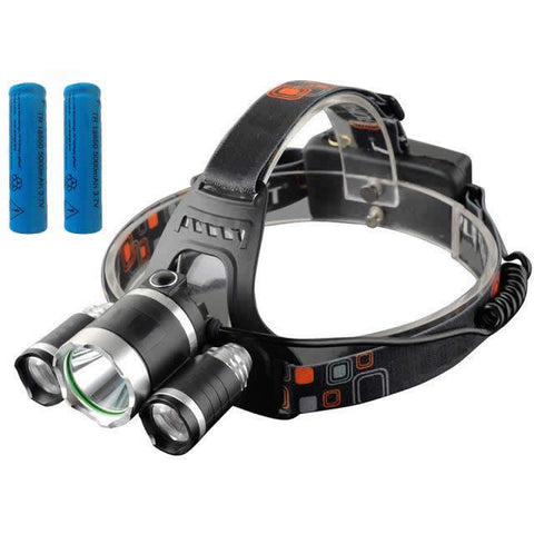 Image of Super Bright -13000 Lumens 4 Mode Triple LED Headlamp w/wo Batteries / Power charger - I'LL TAKE THIS