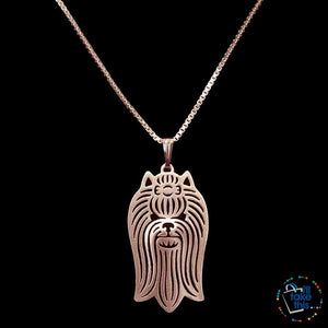 Yorkshire Terrier Profile Pendant in Silver, Gold or Rose Gold plating with BONUS Link chain