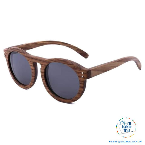 Image of Zebrawood Oval Polarized Wooden Mens or Womens Sunglasses - I'LL TAKE THIS