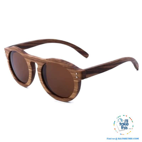 Image of Zebrawood Oval Polarized Wooden Mens or Womens Sunglasses - I'LL TAKE THIS