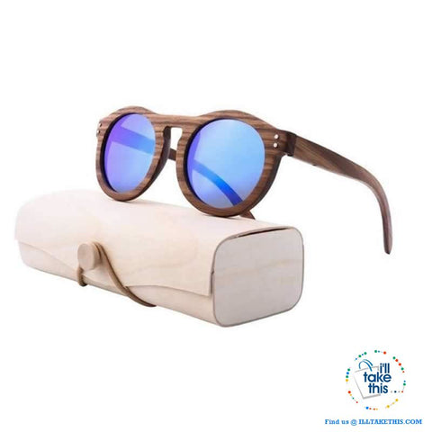 Image of Zebrawood Oval Polarized Wooden Mens or Womens Sunglasses - I'LL TAKE THIS