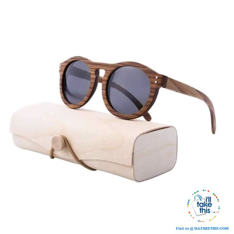 Image of Zebrawood Oval Polarized Wooden Mens or Womens Sunglasses - I'LL TAKE THIS