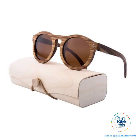 Image of Zebrawood Oval Polarized Wooden Mens or Womens Sunglasses - I'LL TAKE THIS