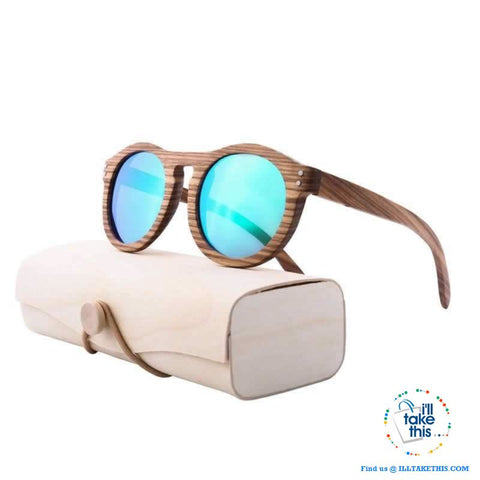 Image of Zebrawood Oval Polarized Wooden Mens or Womens Sunglasses - I'LL TAKE THIS