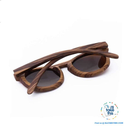 Image of Zebrawood Oval Polarized Wooden Mens or Womens Sunglasses - I'LL TAKE THIS