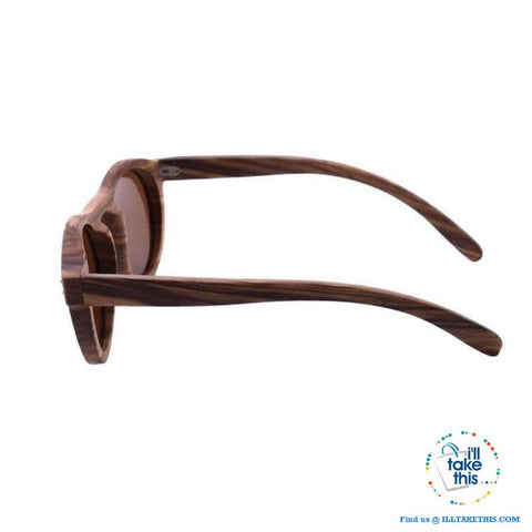 Image of Zebrawood Oval Polarized Wooden Mens or Womens Sunglasses - I'LL TAKE THIS