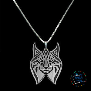 Lynx Cat Vintage Metal Pendant in Gold, Silver or Rose Gold + FREE Link chain - I'LL TAKE THIS