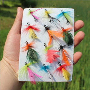 Fly fishing set of 12 Lures / Hooks, imitation Butterfly + more