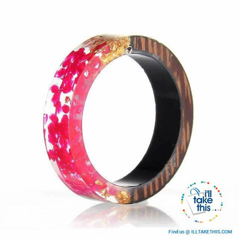 Image of 💍 Handmade Floral design Wooden Resin Ring - I'LL TAKE THIS