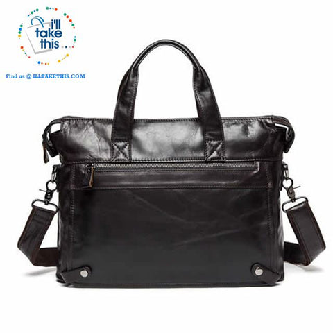 Image of Large 15" Men's Casual all Leather Briefcase, Ideal for Computer/iPads/Laptops + more Crossbody - I'LL TAKE THIS