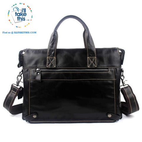 Image of Large 15" Men's Casual all Leather Briefcase, Ideal for Computer/iPads/Laptops + more Crossbody - I'LL TAKE THIS