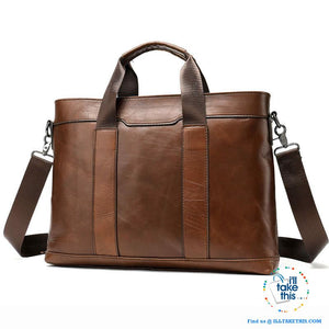15" Men's Leather Briefcase, Ideal for Office essentials inc MacBook/iPad/Laptop + in Black or Brown - I'LL TAKE THIS