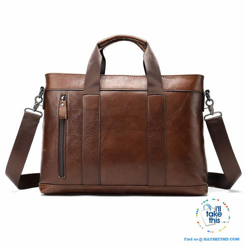 Image of 15" Men's Leather Briefcase, Ideal for Office essentials inc MacBook/iPad/Laptop + in Black or Brown - I'LL TAKE THIS