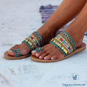 Handmade Women's Woven Bohemian Beach Sandals/Flip Flops
