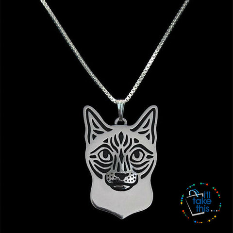 Image of Siamese Cat Pendant in Gold, Silver or Rose Gold with FREE Link chain - I'LL TAKE THIS