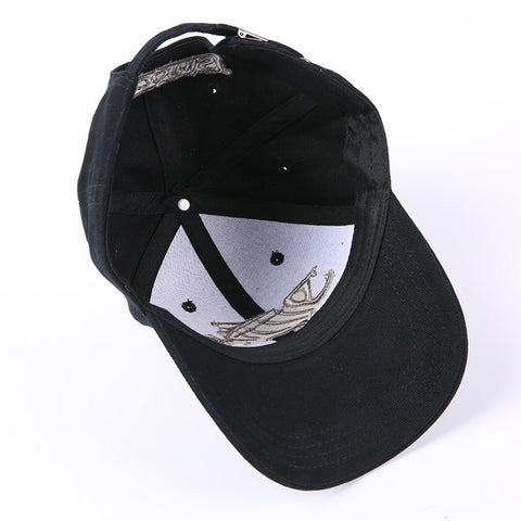 Image of Pure Cotton Fish Bones Embroidered Baseball Fishing Caps, Black-White or Navy-Gold - I'LL TAKE THIS