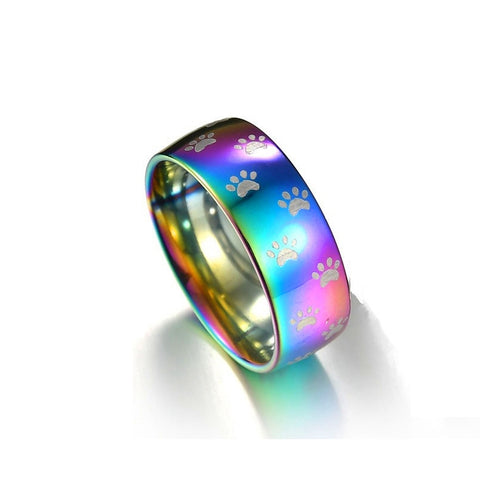 Image of Rainbow Stainless Steel Cute Cat or Dog Paw Ring - Women Girl jewelry Great Gift idea - I'LL TAKE THIS