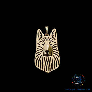 German Shepherd Pendant in Gold, Silver or Rose Gold plating with BONUS Link chain