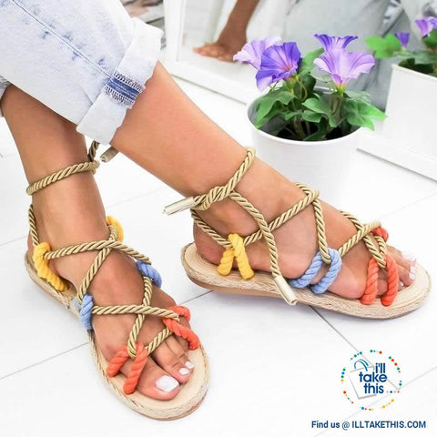 Image of Natural Hemp Rope style Women's Flat Sandals, Flip flops - 6 Color Options - I'LL TAKE THIS
