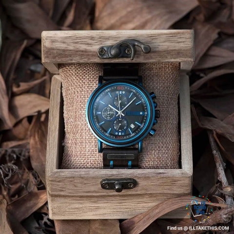 Image of Bluline™ Men's Wooden Watch, make it Personalized with Name label option