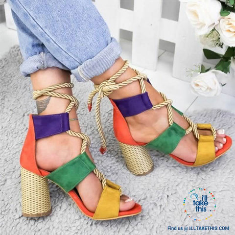 Image of Women's High Heel Open pointed Toe Lace-up Sandals - 7 Color options - I'LL TAKE THIS