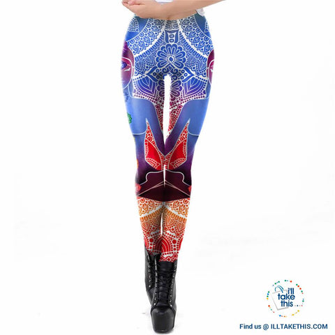 Image of Mandala Leggings - Women Workout Pants Aztec Round Ombre Printed Leggings - I'LL TAKE THIS