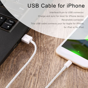 Lightning to USB Cable for iPhone X, 8, 7, 6 or 5s or iPad - Fast Charging Data Cable - 3 or 6 PACK