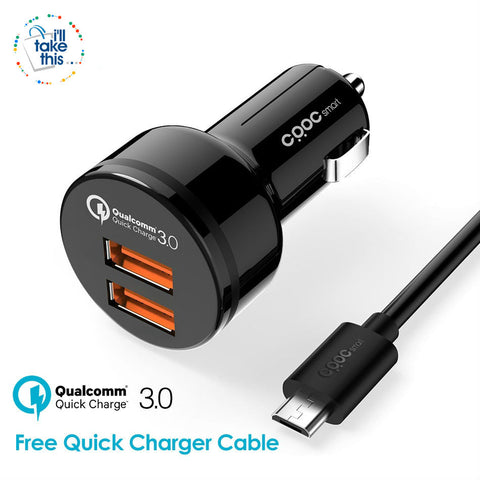 Image of In-Car Charger Quick Charge 3.0 Dual QC 3.0 USB Car Phone Charger Suite most iPhone, iPad, Android - I'LL TAKE THIS