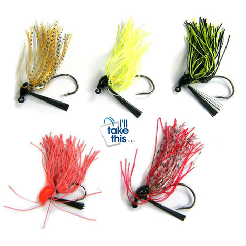 BIG BASS Fishing Jigs Mix Color Rubber Skirt Lure in a 10 PACK – I