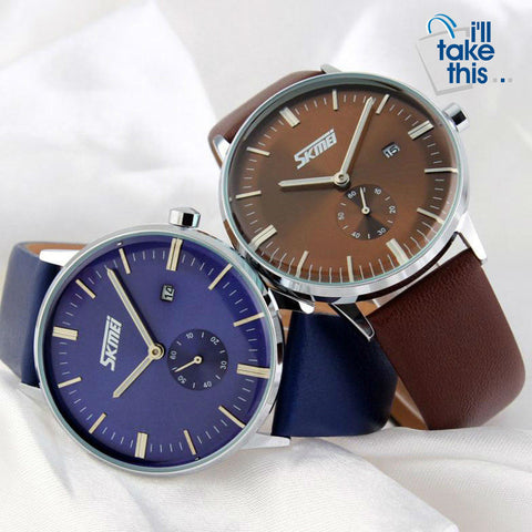 Image of Male fashion Classic Luxury Watches quartz movement watch with Genuine leather band. - I'LL TAKE THIS