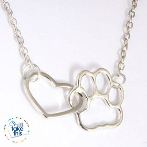 Image of Super Cute 🐾 Paw and Love ❤️ Heart Pendant in Gold or Silver plating with Bonus Necklace - I'LL TAKE THIS