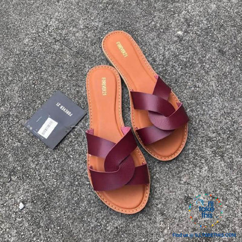 Image of Cross Weave Women's Fashion Sandals, 8 Colors Option, ideal Flat healed Flip flops - I'LL TAKE THIS