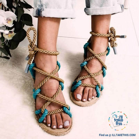 Image of Natural Hemp Rope style Women's Flat Sandals, Flip flops - 6 Color Options - I'LL TAKE THIS
