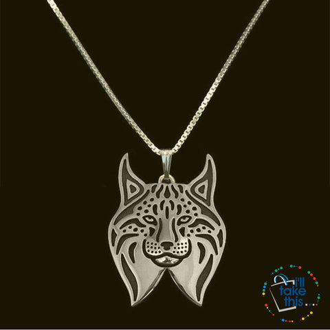 Image of Lynx Cat Vintage Metal Pendant in Gold, Silver or Rose Gold + FREE Link chain - I'LL TAKE THIS